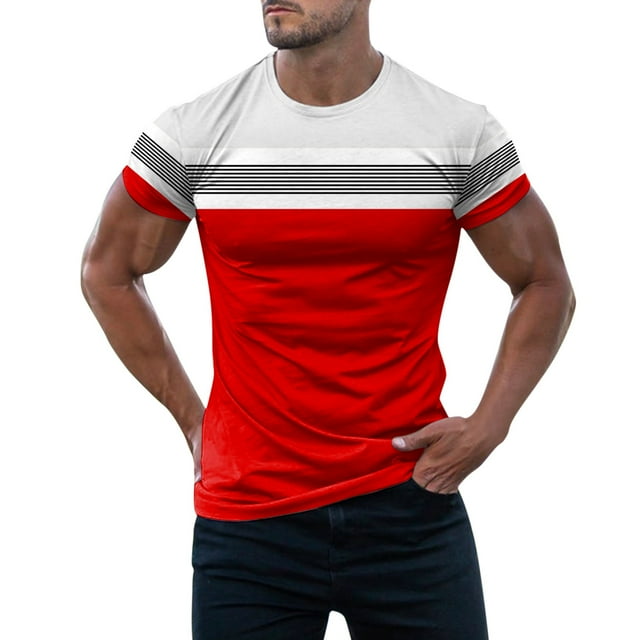 GDREDA T-Shirt de Mode pour Hommes Manches Courtes Col Rond Musculation Athlétique Tee-Shirt Haut Chemise pour Hommes