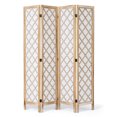 thumbnail image 3 of Jostyle 4 Panel Room Divider Privacy Screen - Foldable Partition with Natural Paulownia Wood Frame, Diamond Pattern Non-Woven Fabric for Living Room, Bedroom, Office Espresso & White, 3 of 11