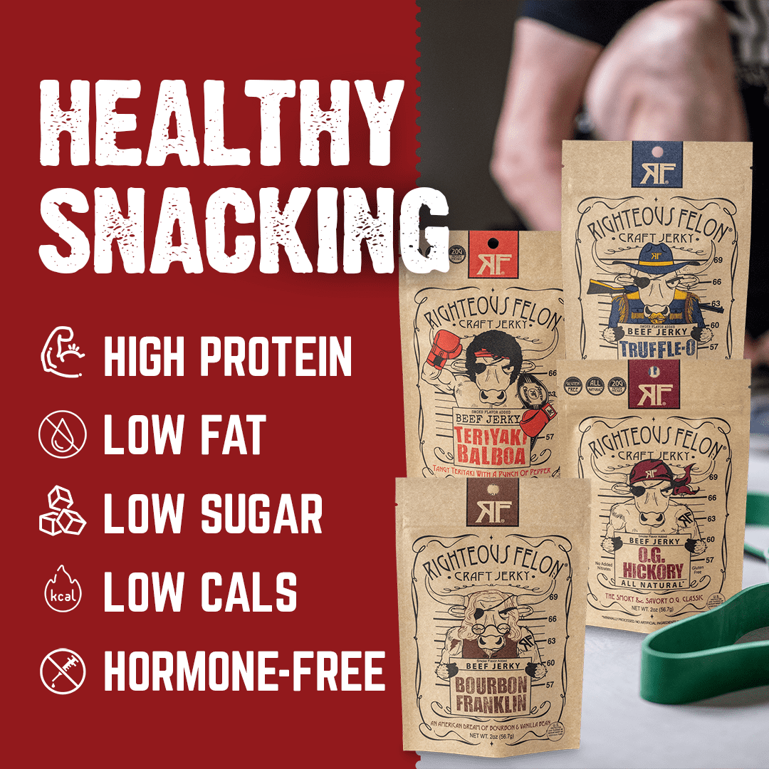 Righteous Felon Savory Beef Jerky 4 Pack - High Protein, Low Sugar, Gluten Free Gifts for Men