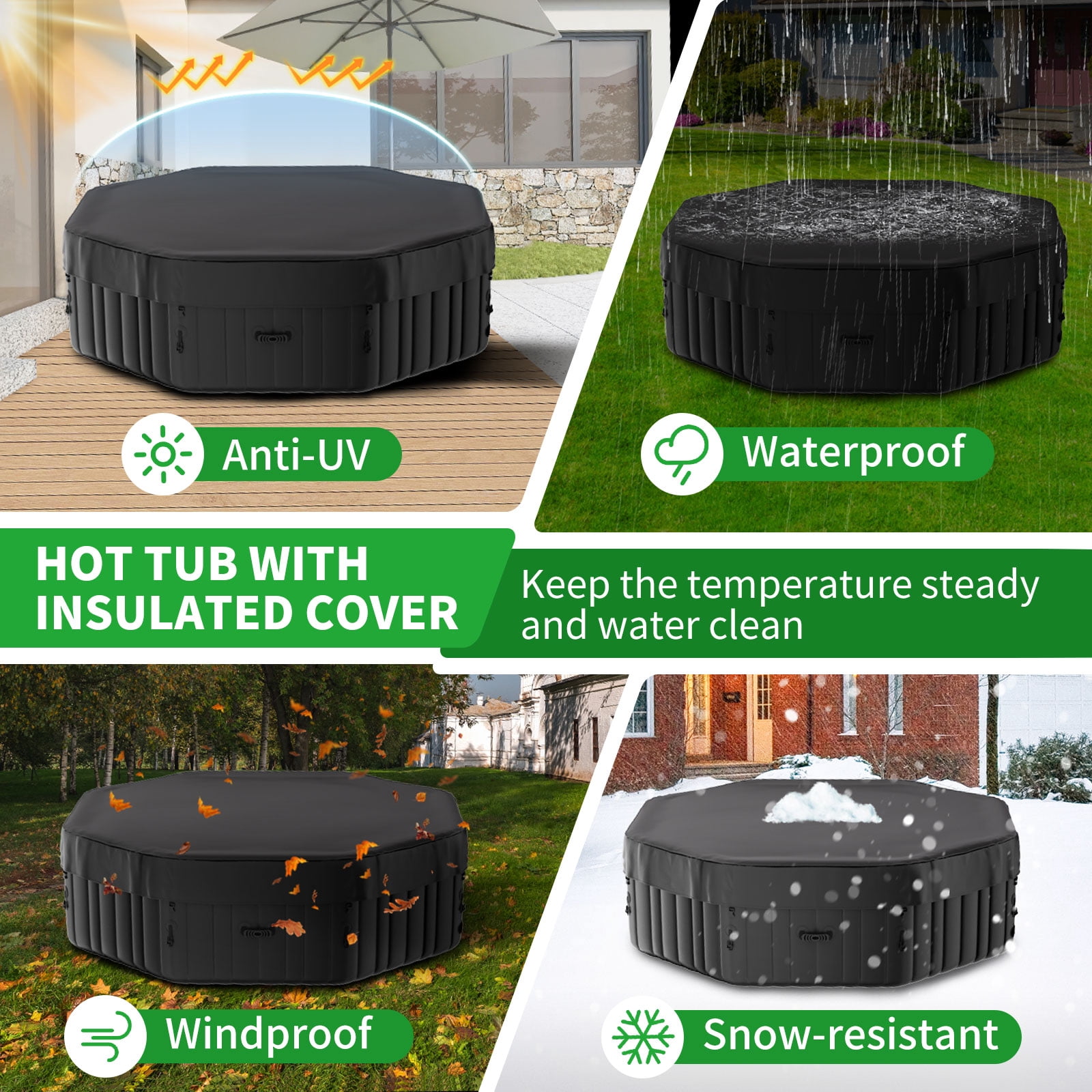 MOPHOTO 4-6 Person Inflatable Hot Tub,Portable Large Octagonal Hottub with 130 Bubble Jets,Outdoor Spa Set Included Heater Pump, Filter and Spa Cover(77"*77"*25")