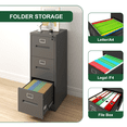 thumbnail image 4 of Hassch Metal File Cabinet with Lock and 3 Drawers for Home Office, Vertical Filing Cabinet for A4 Legal/Letter Size, Black, 4 of 8