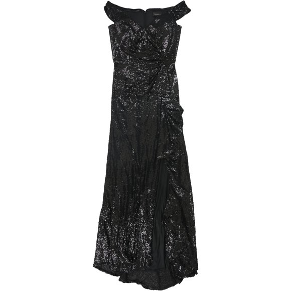 Tadashi Shoji Vestido de lentejuelas para mujer, negro, mediano