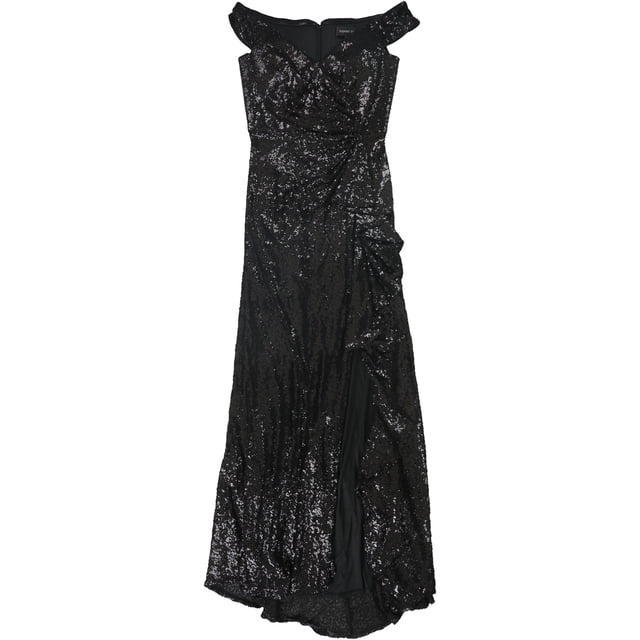 Tadashi Shoji Vestido de lentejuelas para mujer, negro, mediano