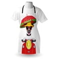 thumbnail image 3 of Animal Apron Dog with a Hat and Sunglasses Driving Motorcycle Under An Umbrella Funny Holiday Image, Unisex Kitchen Bib Apron with Adjustable Neck for Cooking Baking Gardening, Red, by Ambesonne, 3 of 3