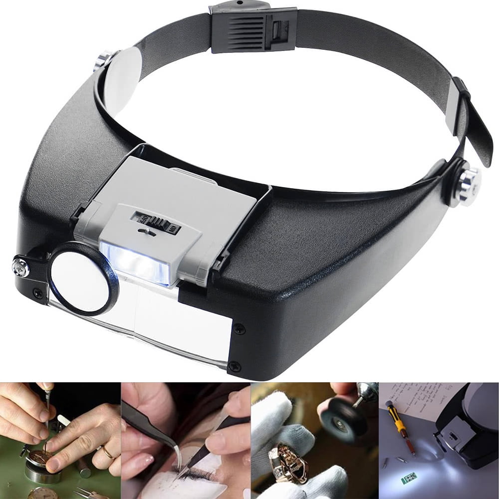 Headband LED Magnifier For Soldering Loupe Glass Magnifying Jewelry Watchmaker 