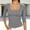 Gray, variant on ABSUYY Womens Stretch Ribbed Layering Top, Solid Gray Scoop Neck 3/4 Sleeve Slim Fit Casual Knit Shirt,Size S