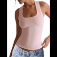 thumbnail image 2 of Camisola Básica Sin Mangas con Cuello Cuadrado Acanalado para Mujer, Camisola de Verano 2025 Rosa S, 2 of 8