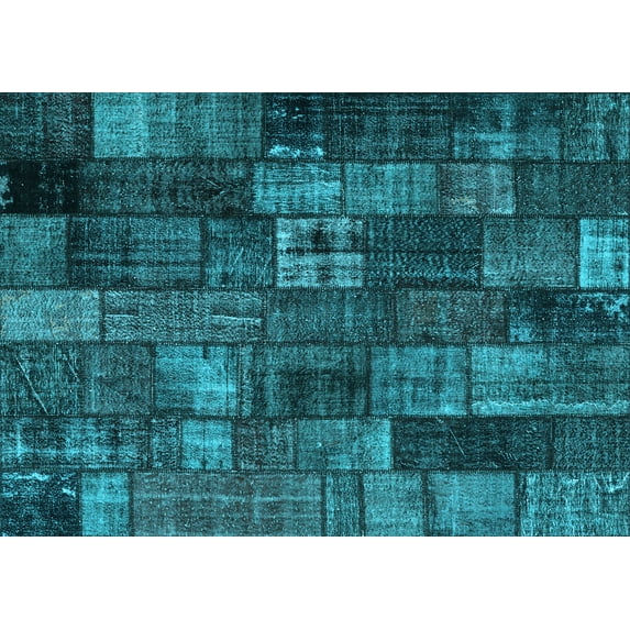 Ahgly Company Indoor Rectangle Patchwork Light Blue Transitional Area Rugs, 7' x 9'