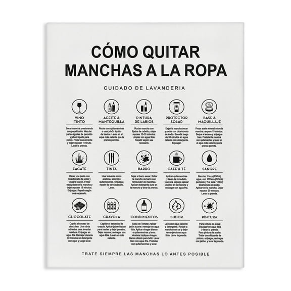 Stupell Industries Guía de Limpieza de Manchas Bath & Laundry Painting Wrapped Canvas Art Print Wall Art, 16 x 20