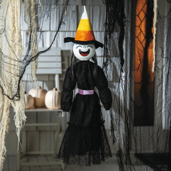2 Ft. Animated Light-Up Giggling Witch with Black Dress Halloween Decoration