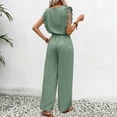thumbnail image 4 of Enjoytime 2 Piece Lounge Sets for Women Round Neck Ruffle Cap Sleeve Matching Set Work Casual Travel Outfits Wide Leg Pants, 4 of 5
