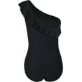 thumbnail image 3 of Mycoco Womens One Piece Swimsuits One Shoulder Ruched Ruffle Monokini Bathing Suits, 3 of 6