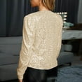 thumbnail image 4 of AOOCHASLIY Women Coat Fashion Women Open Front Sequin Jacket Long Sleeve Short Blazer Casual Coat Tops, 4 of 5