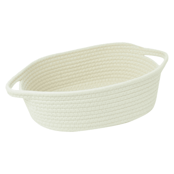 Rope Storage Baskets Organizer Woven Basket - Portable Cotton Bins for Clothes, Beddings, Towels S Creamy-White