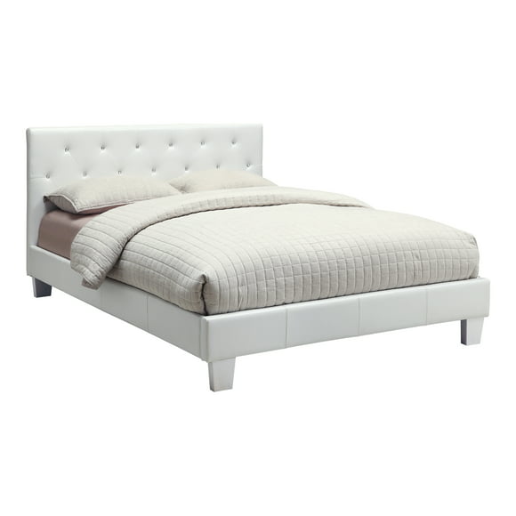 Bongard Faux Leather Upholstered Full Bed with Tufted Headboard, White