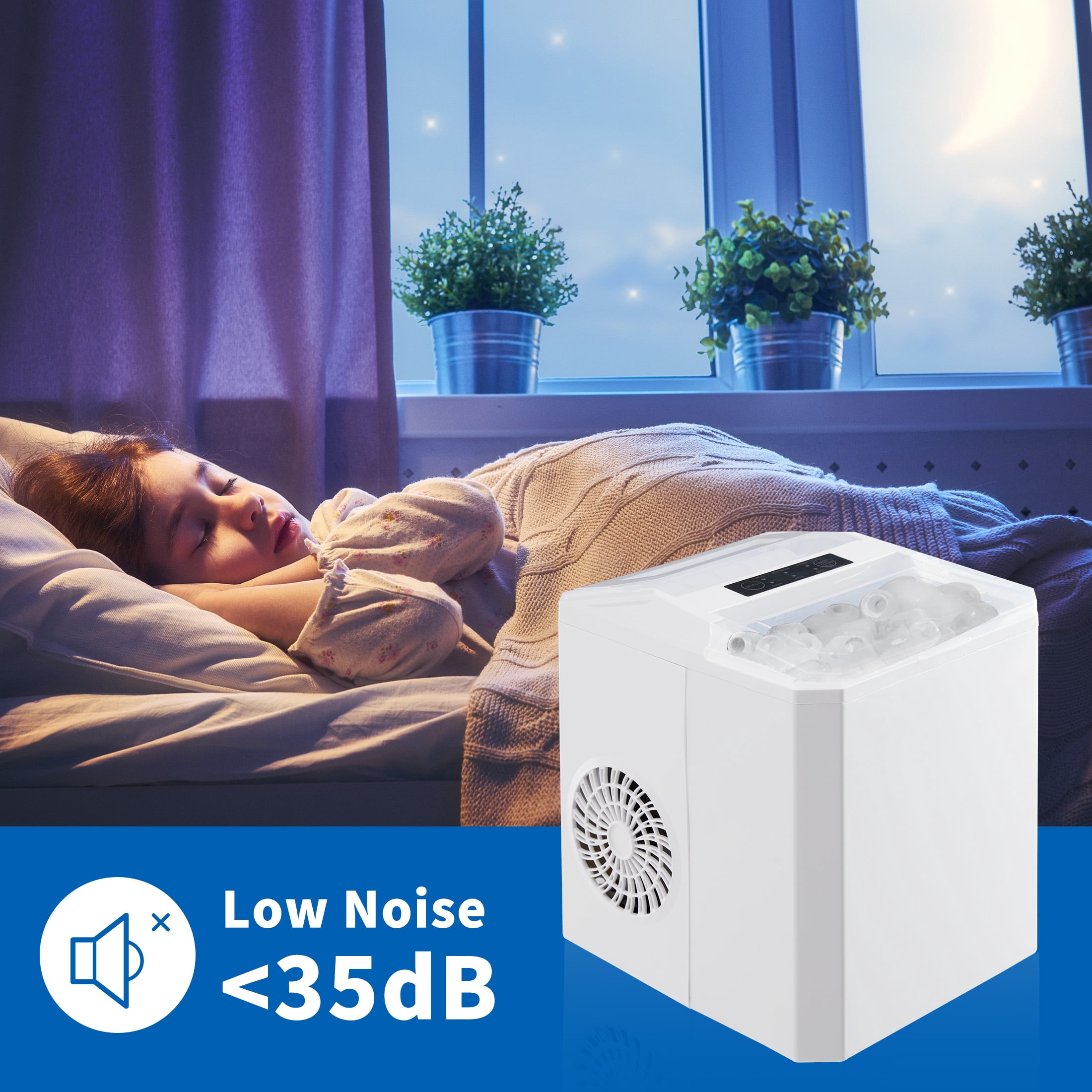 Countertop Ice Maker, Self-Cleaning Portable Ice Maker,26.5lbs in 24Hrs, 9 Cubes Ready in 8 Mins