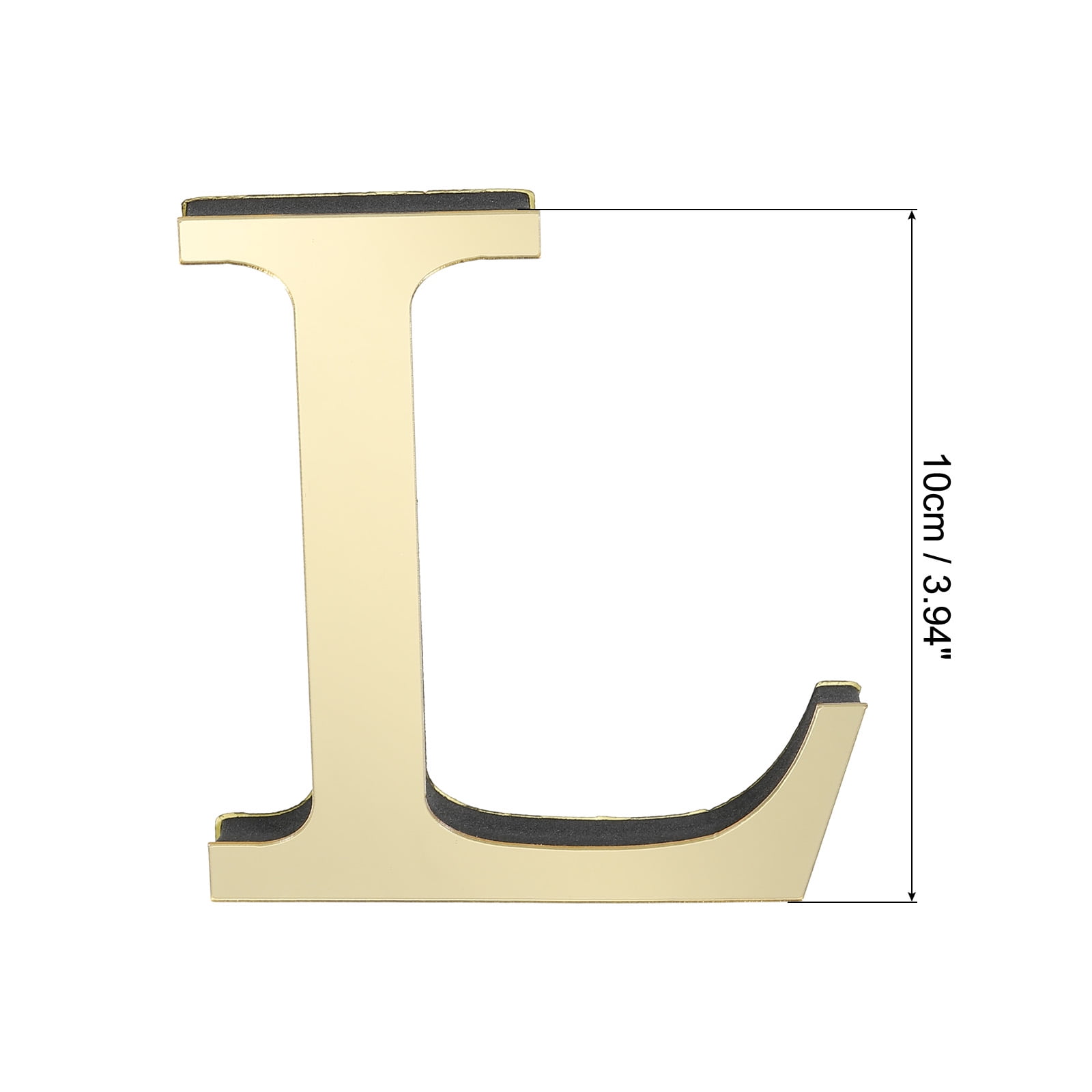 Unique Bargains 3D Acrylic Alphabet Mirror Wall Stickers Self-Adhesive Gold L Shape