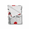 thumbnail image 2 of East Soft Flannel Fleece Throw Blanket, Japanese Geisha Girl with Traditional Style Kimono Folk Culture Illustration, Cozy Plush for Indoor and Outdoor Use, 50" x 70", Black Red, by Ambesonne, 2 of 6