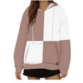 thumbnail image 1 of Timegard Plus Size Tops for Women Sweatshirt Hoodies Color Block Fall Casual Loose Pullover with Pockets, 1 of 5