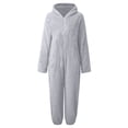 thumbnail image 6 of Byoo Zip Up Hooded Jumpsuit for Tween Boy Cozy Sherpa Fleece Solid Color One Piece Onesie, 6 of 6
