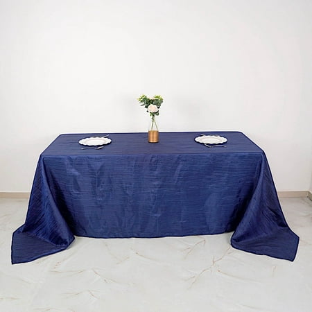 

BalsaCircle 90 x 132 Navy Blue Accordion Crinkle Taffeta Rectangular Tablecloth Reception
