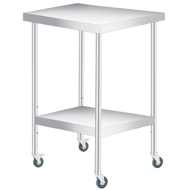 QinaQin Mesa de trabajo de acero inoxidable para preparación, mesa comercial de cocina con entrepaño inferior ajustable, ideal para restaurante, hotel, bar, garaje o área de trabajo