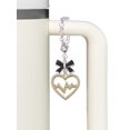 thumbnail image 3 of Delight Jewelry Goldtone Large Crystal Heart - Heartbeat - Silvertone Black Bow Charm Accessory for Tumblers and Thermal Cups, 3 of 4