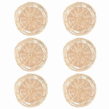 6Pcs Bamboo Paper Plate Holder - 10 Inch Round Woven Plate Holder, Reusable Paper Plate Holders for Picnic Party