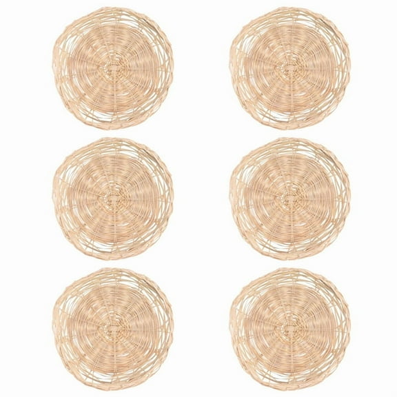 6Pcs Bamboo Paper Plate Holder - 10 Inch Round Woven Plate Holder, Reusable Paper Plate Holders for Picnic Party