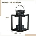 thumbnail image 4 of 2 Pcs Black Metal Candles Lanterns - Rustic Hanging Candle Holders, Iron Frame Hanging Lanterns for Garden for Indoor/Outdoor, Vintage Square Glass Panel Lanterns with Hook (6.5 Inch, 4 of 5