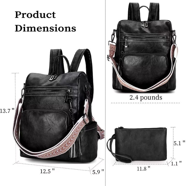 New Gray Vegan leather backpack & wallet- 2pc Vansarto Women Fashion Zipper Medium Backpack Purse Faux  main image 4
