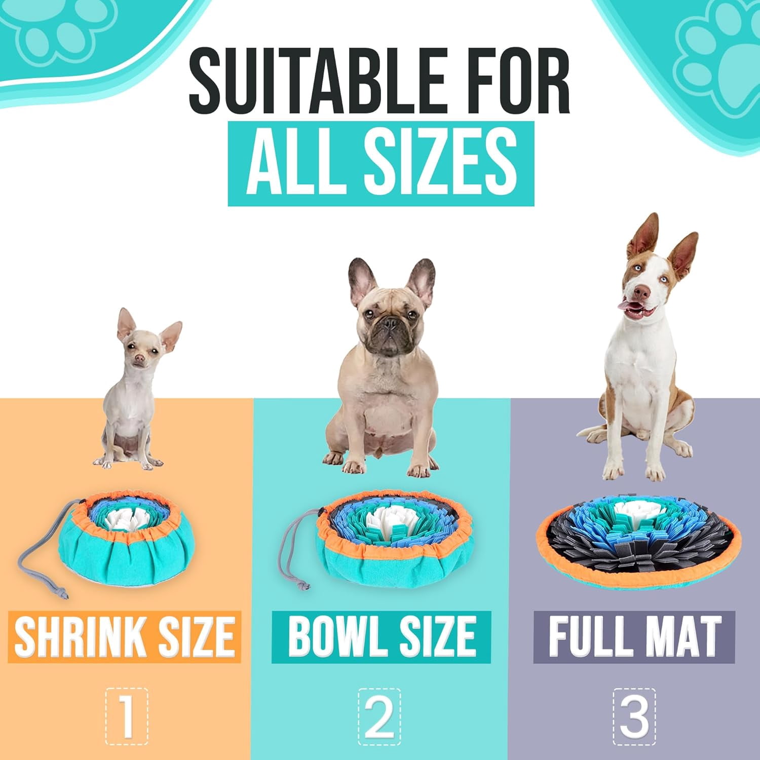 18 Inch Dog Snuffle Mat, Interactive Puzzle Foraging Toy, Slow Feeder Nose Work Training Mat for Mental Enrichment, Washable Pet Sniff Mat with Training Clicker and Suction Cup