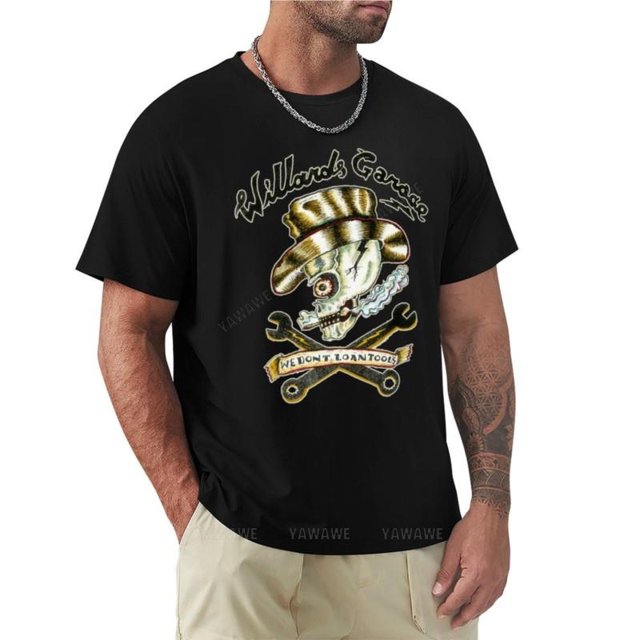 Willard's Garage We Don't Lend Tools camiseta Retro Vintage para hombre Camiseta de cuello redondo camiseta negra para hombre tops de algodón