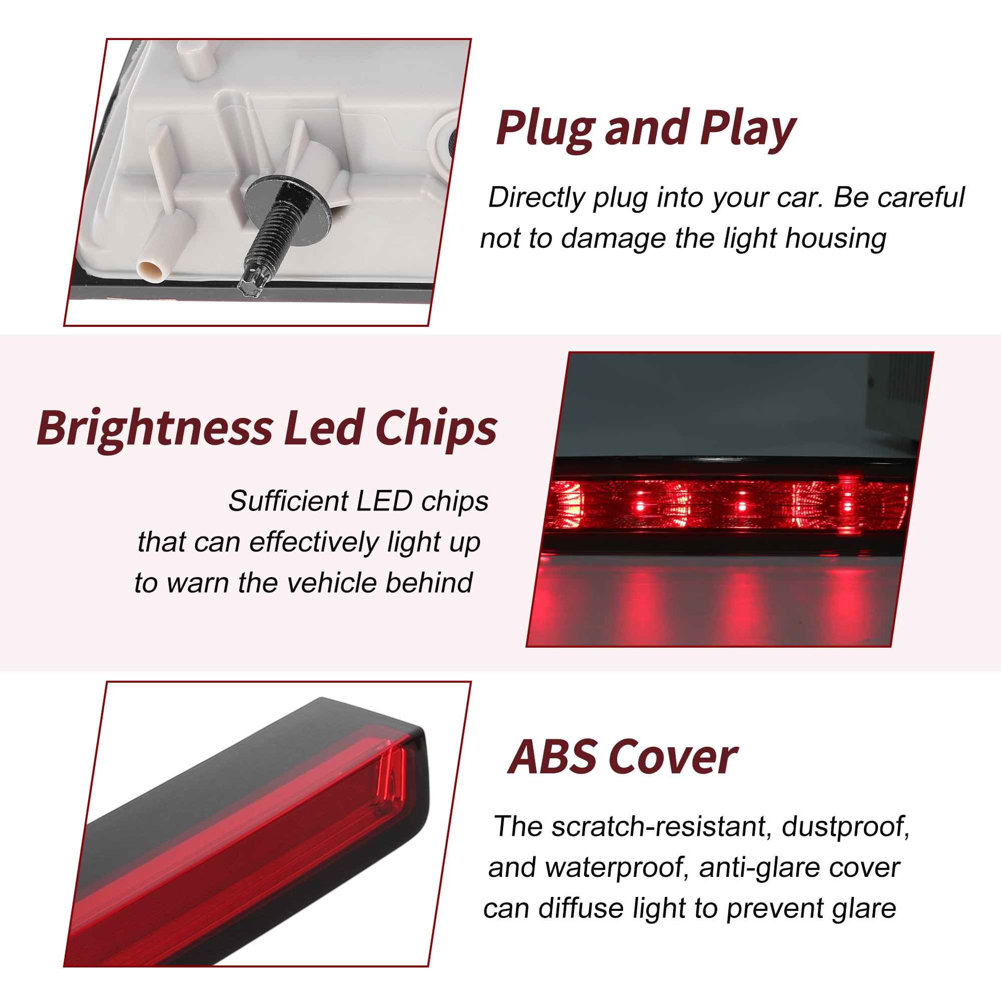 Unique Bargains LED Third Brake High Mount Stop Light for Chevrolet Tahoe 2015-2020