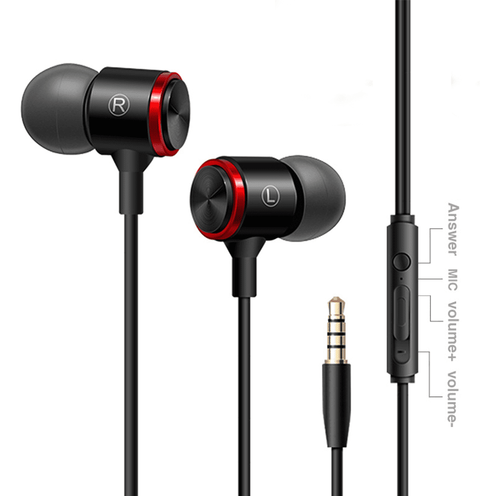 sagde vare ramme Earbuds Wired with Microphone and Volume Control Mic - in Ear Headphones  Extra Bass Earphones Noise Isolating - Earbud for Ipad iPod Cell Phones  Samsung Sony LG A - Walmart.com