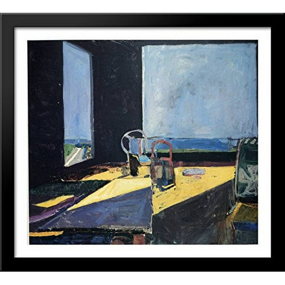 Interior with View of Ocean 30x28 Large Black Wood Framed Print Art by Richard Diebenkorn