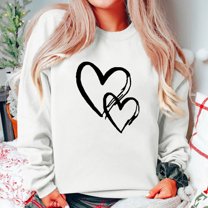 Xixinqiwan Valentine's Day Pullovers,Women's Cute Heart Sweatshirts Long Sleeve Tops Spring Fashion Clothes Trendy Holiday Outfits