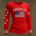 thumbnail image 2 of ASDFVBKG Usa Flag Shirts for Women: American Flag 1776 Tee Long Sleeve Summer Usa Graphic Blouse Plus Size Tops for Women Red M, 2 of 3