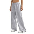 thumbnail image 5 of Womens Sweatpants Wide Leg Drawstring Workout Casual Baggy Pants High Waist with Pockets, 5 of 7