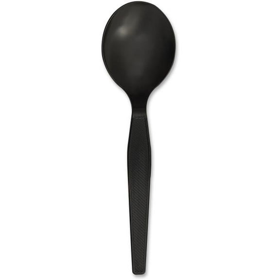 Heavyweight Disposable Soup Spoons - Black, 1000 Carton