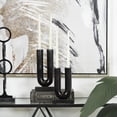 thumbnail image 2 of DecMode 4 Candle Black Aluminum Geometric U-Shaped Candle Holder with Marble Bases, Set of 2, 2 of 13