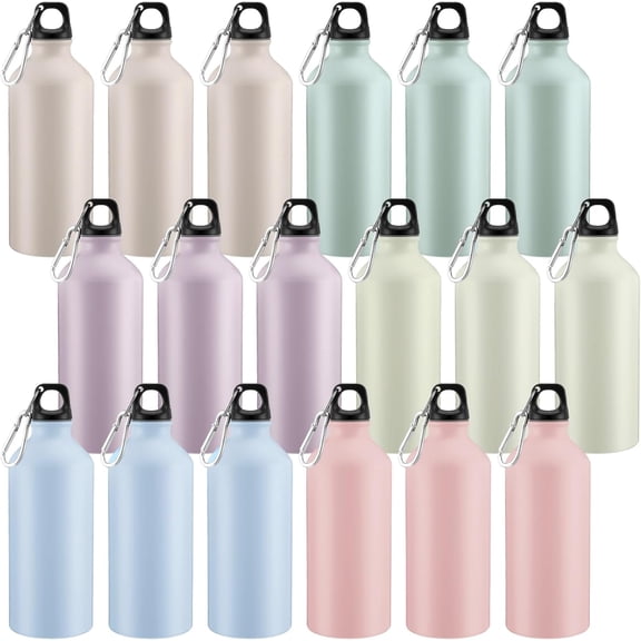 24 Pcs 20oz Aluminum Water Bottles Bulk - Reusable Lightweight Sports Bottles with Leak-proof Twist Cap & Buckle for Gym, Hiking, Cycling, Camping