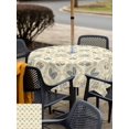 thumbnail image 4 of Outdoor Tablecloth with Umbrella Hole and Zipper, Yellow Flower Pattern Square Table Cloth 60x60 Inch Waterproof Tablecloth, Vintage Botanical Floral Simple Yellow Picnic Table Cover for Patio, 4 of 7