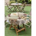 thumbnail image 5 of Outdoor Tablecloth with Umbrella Hole Zipper Tropical Plants Plaid Round Tablecloth 60" Waterproof Outside Table Cloth Summer Palm Leaf Checkered Brown Patio Table Cover Tablecloths for Picnic Party, 5 of 8
