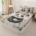 thumbnail image 2 of Erosebridal Kawaii Panda Zipper Twin Comforter Sets with Fitted Sheet and 2 Pillowcases,Watercolor Blossom Print Zipper Bedding Set,Black Pink Blue,Reversible, 2 of 6