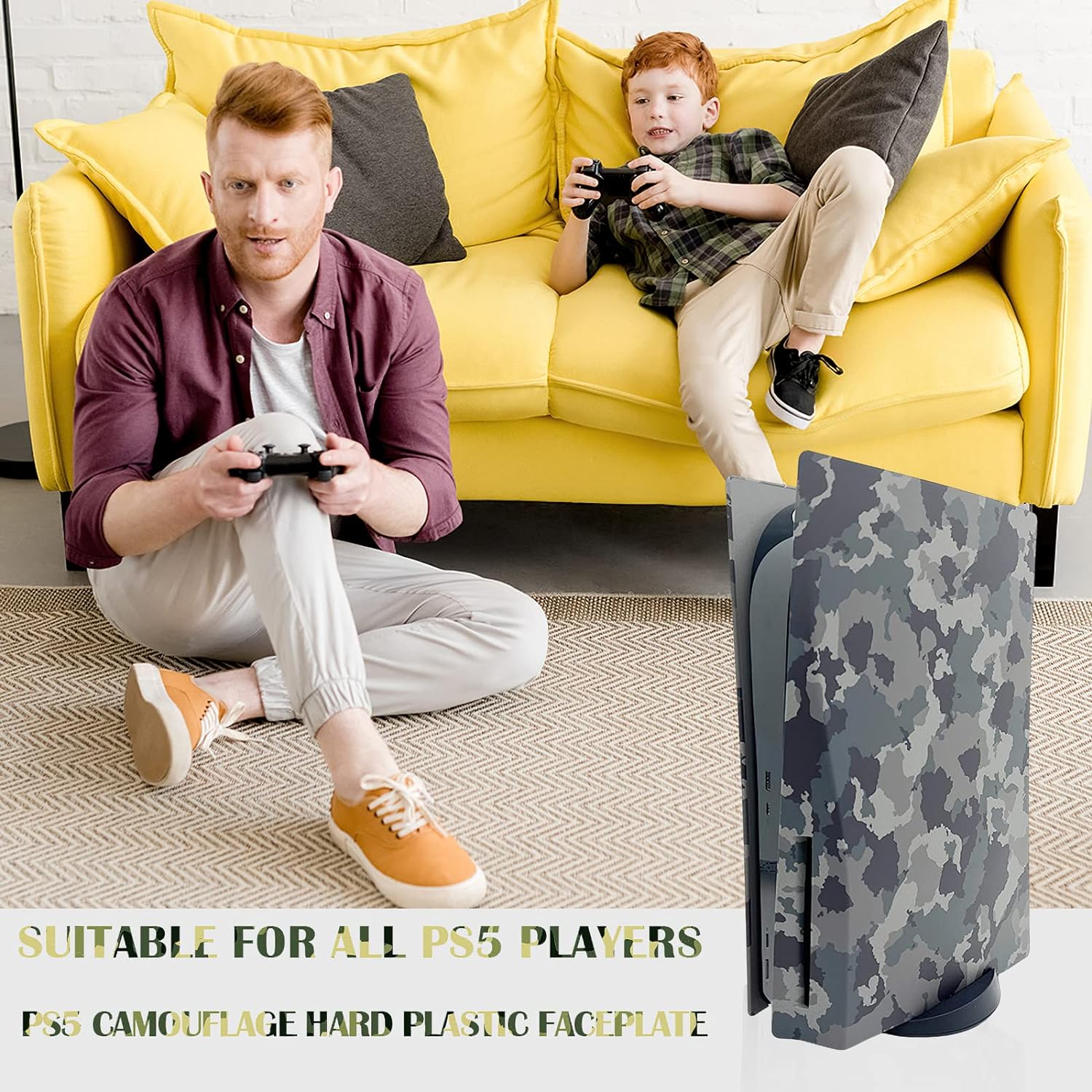 Camouflage Face Plates Cover Shell Panels for PS5 Disc Edition Console, For Playstation 5 Accessories Faceplate Protective Shell Replacement Plate (Gray Camouflage)