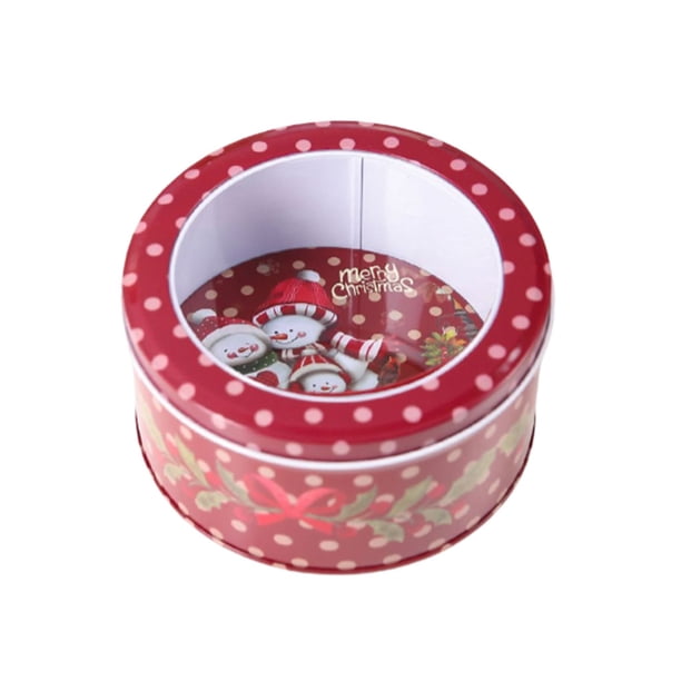 Yuarrent Lata de dulces de Navidad con tapa transparente, latas de galletas con estampado de Papá Noel, contenedores para Baby Shower, para fiesta Kits de decoración para fiestas Rojo Yuarrent HA070668-02