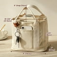 thumbnail image 5 of Muka Small Canvas Tote Bag with Lobster Clasp, Multi-Pocket Cotton Tote Bag-Black, 5 of 8