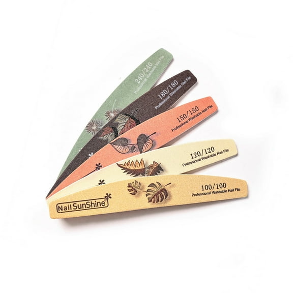 5PCS Nails Emery Boards with Double Side Grit Curved Sanding Tools for Precise Manicures and Nails Polishing Gentle