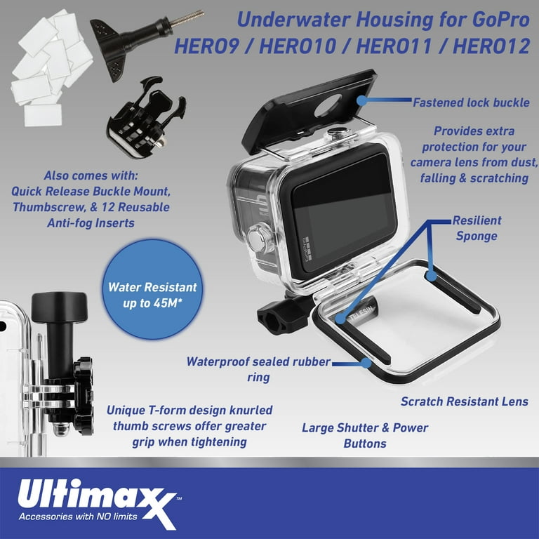 Ultimaxx Premium GoPro Hero 12 Bundle - Includes: 64GB Extreme microSD  Memory Card, Replacement Battery, 40M Underwater LED Light & Much More  (30pc